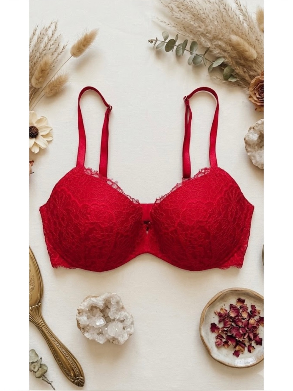 Victoria’s Secret Dream Angels Push Up Red Eyelash Lace Bra